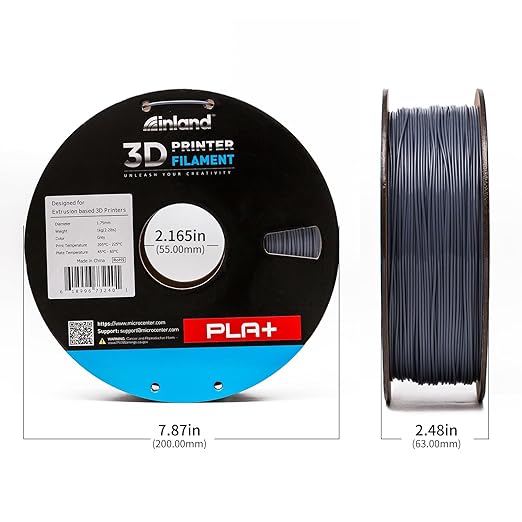 INLAND Micro Center PLA+ 3D Printing Filament 1.75mm - PLA Pro Dimensional Accuracy +/- 0.03 mm - 1kg Cardboard Spool (2.2 lbs) (2 Pack Gray, 1.75mm) - Image 5