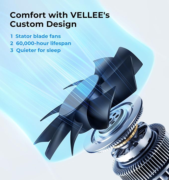 VELLEE Quiet Register Booster Fan Fits 4" x 10" (DUCT OPENING CUTOUT), 10-Speed Smart Heating Cooling AC Vent Booster Fan w/Remote Control & Thermostat Control (Vertical Grille - White) - Corded - Image 4