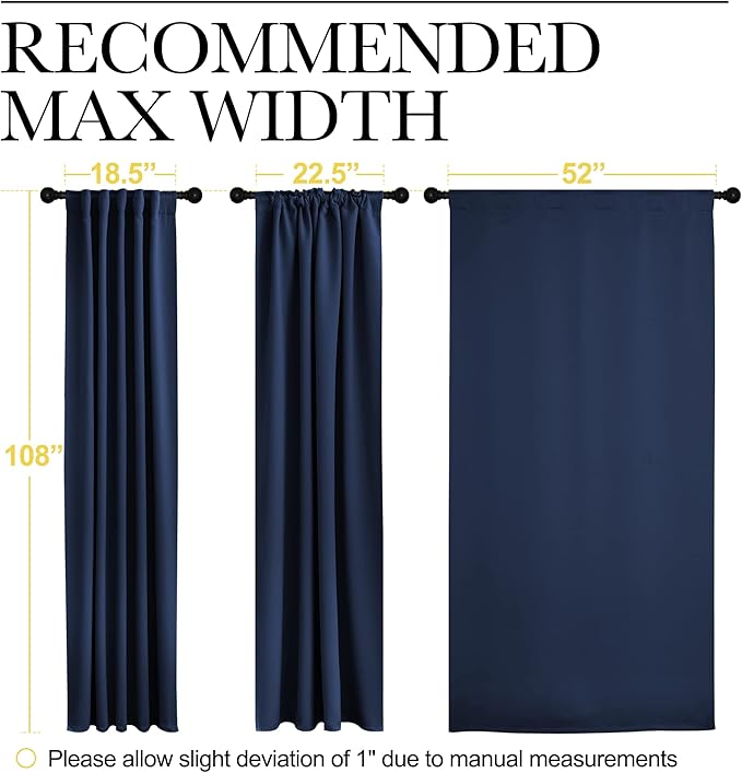NICETOWN Window Treatment Blackout Curtains - (Navy Color) 52 inches W by 108 inches L Each Panel, Set of 2 Panels, Blackout Drape Panels for Nursery - Image 7