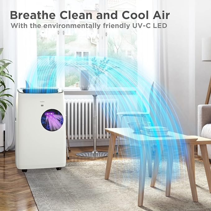 TURBRO Greenland 14,000 BTU Portable Air Conditioner and Heater, Dehumidifier and Fan, 4-in-1 Floor AC Unit for Rooms up to 600 Sq Ft, UV-C Light, Sleep Mode, Timer, Remote Included (10,000 BTU SACC) - Image 4