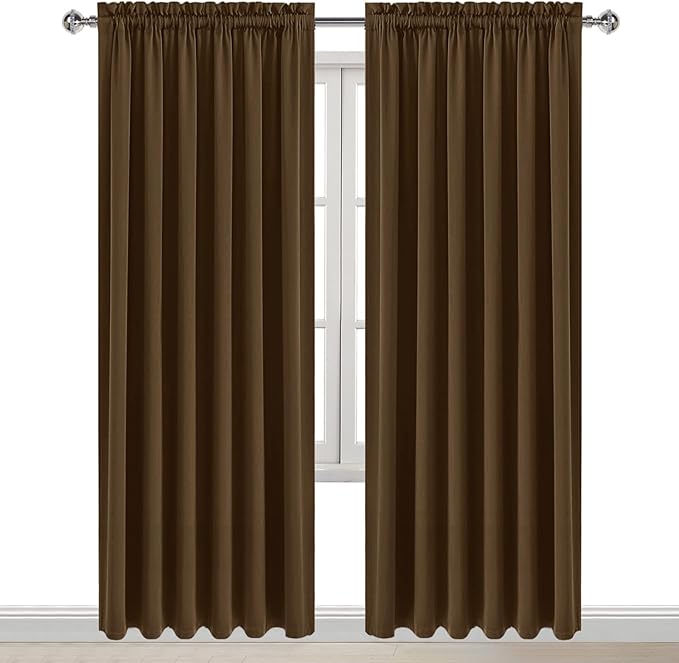 DWCN Blackout Curtains for Living Room Thermal Insulated, Energy Saving & Noise Reducing Bedroom Curtains, Brown, W 70x L 84 Inch, Set of 2 Rod Pocket Curtain Panels - Image 9