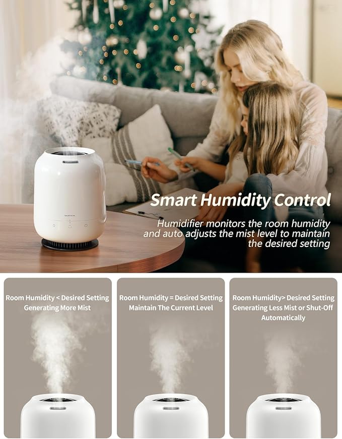 SmartDevil 1.2L Cool Mist Humidifier, Top Fill Ultrasonic Smart Air Humidifier with Essential Oils, Timing, Auto Shut Off for Home Babies Plants - Image 9