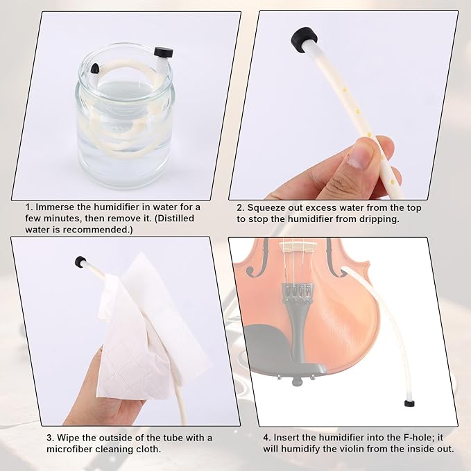 Violin Humidifier, Rubber Portable Violin and Viola Moisture F Hole Humidifier Tube Practical Musical Dampit Instrument Humidity Gift Maintenance Accessory for Cracking Prevention (White) - Image 6