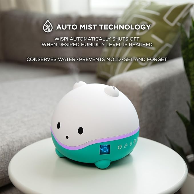 LittleHippo WISPI 3-in-1 Humidifier, Diffuser & Night Light for Baby/Kids - 3 Mist Strength, 7 LED Color Changing Lights, Essential Oil Tray for Aromatherapy - Cute Humidifiers for Bedroom/Nursery - Image 4