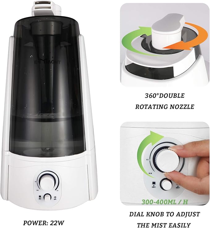 TRY & DO Plant Humidifier Indoor Double Nozzle Multi Air Humidifier with Negative Ion Mode 5L large Air Humidifier Baby Humidifiers for Nursery Auto Shut Off - Image 4