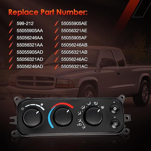 599-212 HVAC Control Module A/C Heater Climate Panel Switch Compatible with Dodge Ram 1500 2500 3500 2002-2005 & Dakota 2001-2004, Replaces# 55055905AA 55055905AD 55056246AA - Image 3