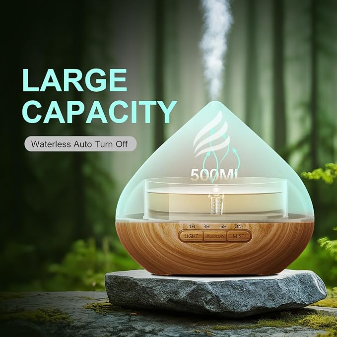 Essential Oil Scent Diffuser: 500ML Aroma Diffuser with Remote Control, Large Fragrance Aromatherapy Diffuser, Mist Humidifier with 14 Colors LED Lights and Auto-Off for Valentine's Day Gifts - Image 5