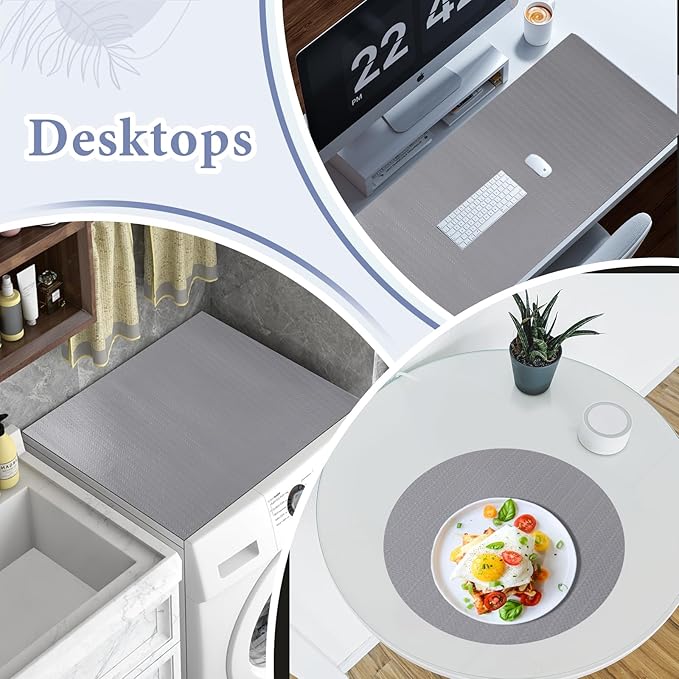 Drawer and Shelf Liner for Kitchen Cabinet: 17 in X 20 Ft Non Slip Waterproof Shelf Paper Non Adhesive Refrigerator Liners Gray Easy Liners for Bathroom Cupboard with Knife Tape Measure - Image 8