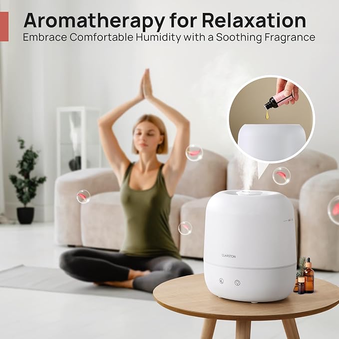 Clarston Humidifiers for Bedroom, 2L Top Fill with 360° Nozzle for Large Room, 7-Color Night Light, 24dB Quiet Cool Mist Air Humidifier for Baby Nursery & Plants, No BPA, Auto Shut Off, Easy to Clean - Image 3
