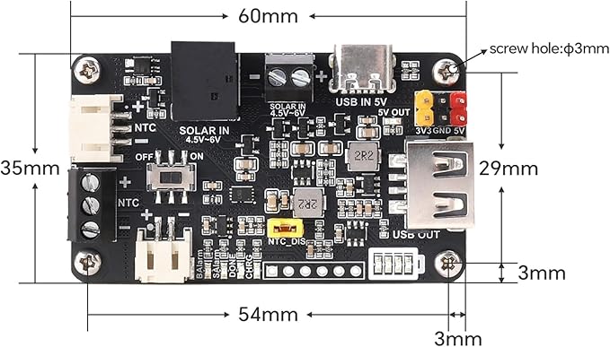Solar Power Management Module for 5V Solar Panel & 3.7V Lithium Ba-ttery Charging, USB/Type-C Input, 5V/3.3V Output, Ba-ttery Protection for IoT & Environmental Monitoring - Image 5