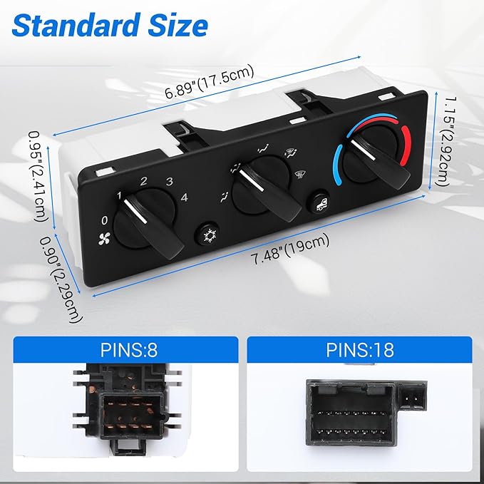 Q21-6012 AC Climate Control Module Compatible with Peterbilt 325 330 335 337 348 357 365 367 378 379 384 385 386 388 389 Trucks A/C Control Panel, Q216012 HVAC Air Temperature Controller Switch Unit - Image 2