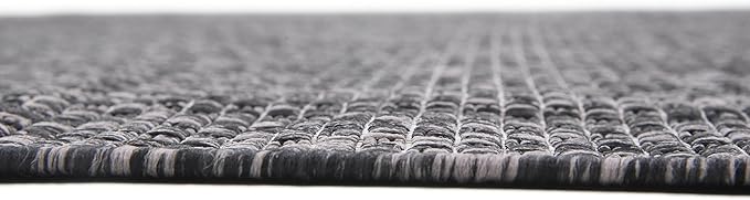 Unique Loom Collection Casual Transitional Solid Heathered Indoor/Outdoor Flatweave Area Rug (7' 1" x 10' Rectangle, Black/Ivory) - Image 10