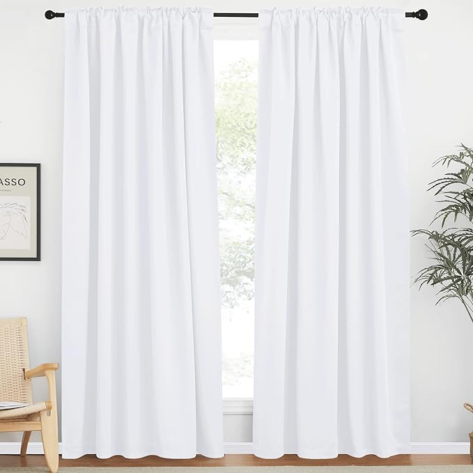NICETOWN Living Room Curtain Drapes - (White Color) W62 x L84, Set of 2, Door Curtain for Doorway Privacy, Temporary Insulated Closet Curtain for Bedroom Closet Door - Image 2
