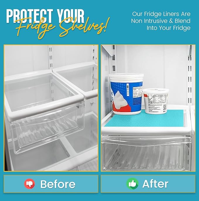Refrigerator Liners for Shelves by Linda’s Essentials - Easy to Clean Fridge Liner with Spill Protection Fridge Shelf Liners & Drawer Liner, Nonslip BPA-Free Refrigerator Mats (Blue Roll) - Image 4
