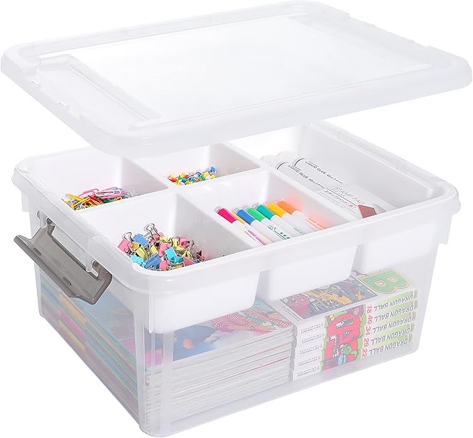 Citylife 17 QT Plastic Storage Box with Removable Tray Craft Organizers and Storage Clear Storage Container for Organizing Bead, Tool, Sewing, Playdoh by Unknown