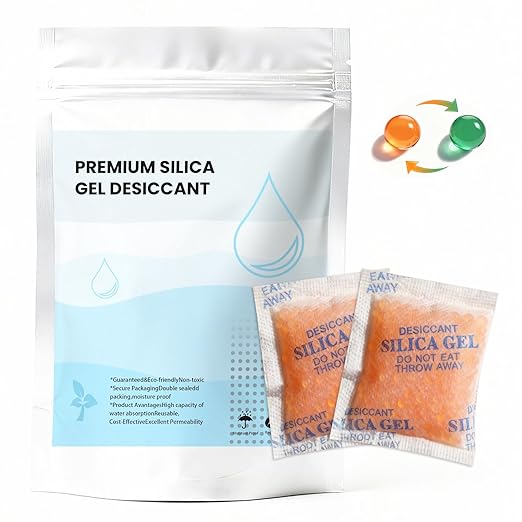Vrurc Color-Indicating Silica Gel Desiccant Packets – 5 Gram (55 Pack) Food-Grade Premium Moisture Absorber, Re-Activatable Desiccant for Food Storage, Seeds, Electronics, and 3D Printing Supplies by Unknown