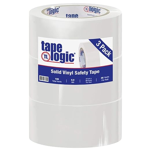 Aviditi Tape Logic Multipurpose Solid Vinyl Safety Tape, (Bulk Pack of 3) 2 Inch x 36 Yards, White, Heavy-Duty 6 Mil Thick - Moisture/Grease Resistant, Floor Marking and Social Distancing by Aviditi