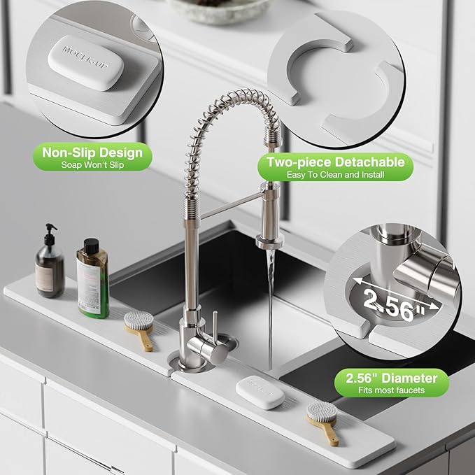 30" x 4" Stone Faucet Mat for Kitchen Sink, Quick Drying Diatomite Sink Tray, Faucet Sink Splash Guard for Prevents Moisture Buildup (White) - Image 5