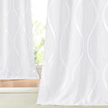 NICETOWN White Curtains Panels for Bedroom 2 Panles Set, 52 inch x 84 inch, Wave Line Foil Print Design Curtains for Patio Sliding Door by NICETOWN