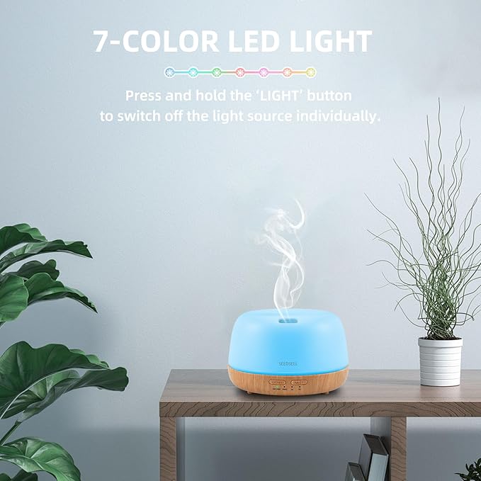 300ML Essential Oil Diffuser with 7-Color LED Lights and Remote Control, Modern Minimalist Design, High-Efficiency Ultrasonic Mist Aromatherapy Diffuser for Home - Image 6
