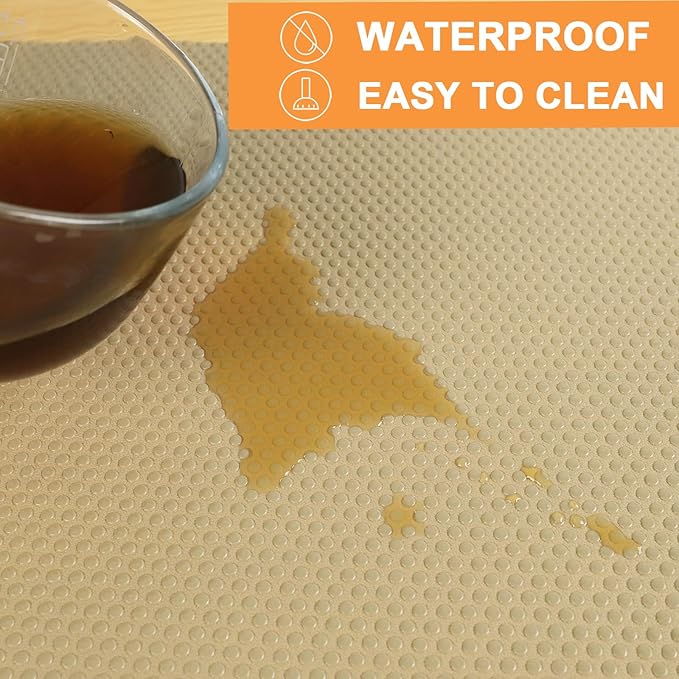 FLPMIX Shelf Liners for Cabinets Khaki: Large Waterproof Under Sink Mat 19" x 300" - Non-Adhesive Easy to Cut Kitchen Drawer Liner for Pantry Cupboard - Image 5