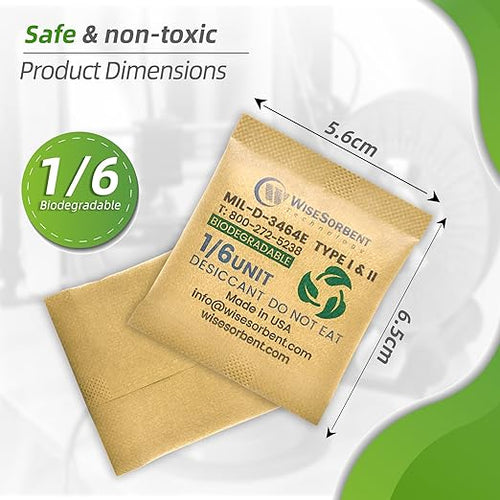 1/6U Kraft Clay Desiccants Packs for Storage - Silica Gel Packets Alternative, 6 Gram Food Safe Bentonite Clay Desiccant Bags, Military Grade Highest Moisture Absorbers [600 Pack] - Image 2