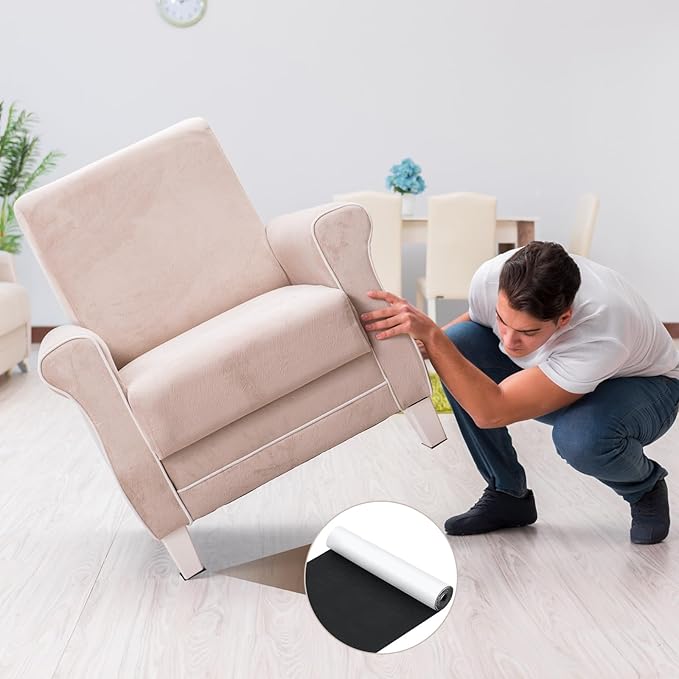 Large Felt Furniture Pads 16 x 60 Inch Non Slip Self Adhesive Heavy Duty Cuttable Strip Roll Felt Sheet Tape for Protecting Hardwood Floors Chair Wall, Black - Image 7