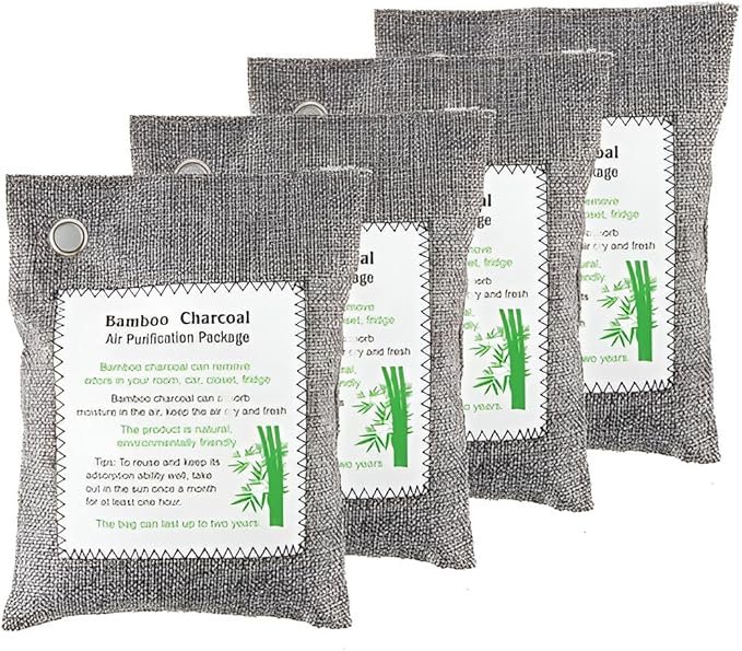 Bamboo Charcoal Air Purifying Bags (4-Pack, 200g Each) – Natural Odor Eliminator & Moisture Absorber for Home, Car, Closets, Bathrooms – Eco-Friendly, Reusable Deodorizer - Image 5