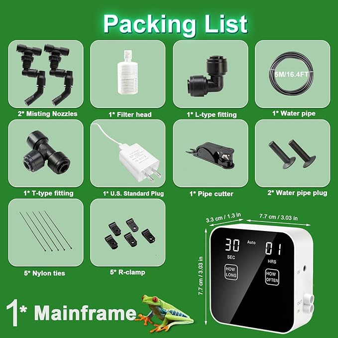 Reptile Mister Automatic, Quiet Reptile Misting System with Timer, Reptile Fogger Humidifiers with Fine Water Mist Nozzles, Terrarium Mister Humidifiers with Water Shortage Protection - Image 6