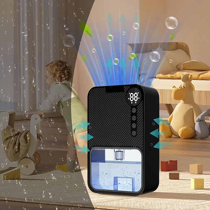 ele ELEOPTION Small Dehumidifier for bedroom 40 OZ Water Tank with Digital display Auto-Off, Portable Mini Dehumidifiers for Bathroom,RV,Basement Black US Plug - Image 5