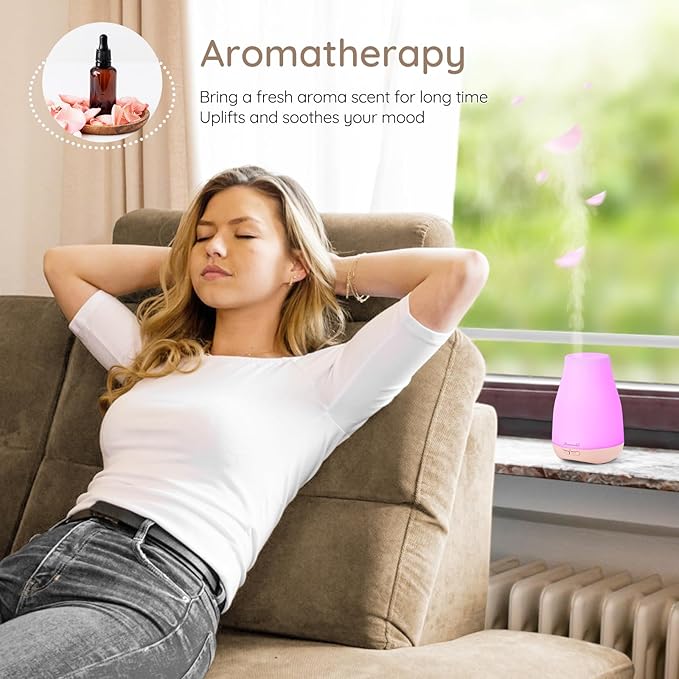 Homeweeks Diffusers, 100ml Colorful Essential Oil Diffuser with Adjustable Mist Mode,Auto Off Aroma for Bedroom/Office/Trip (100 ML 1 Pack) - Image 3