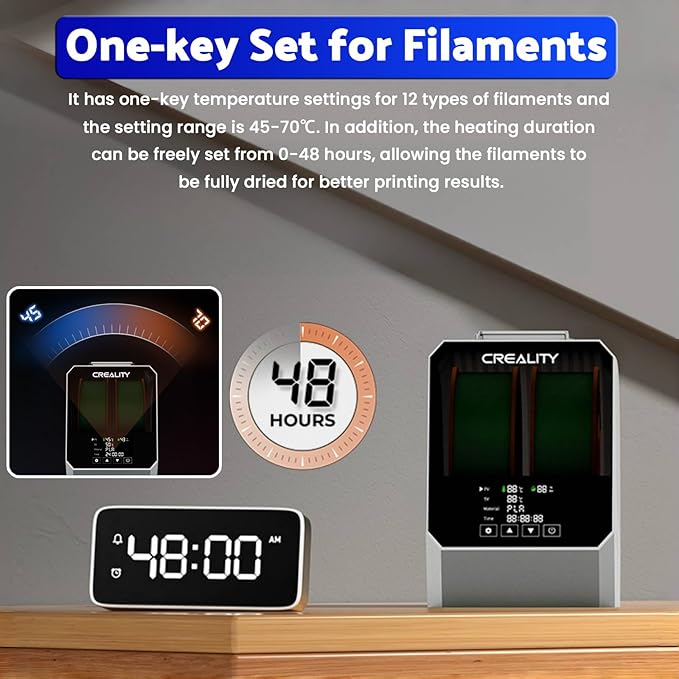 Creality Official Space Pi Filament Dryer Plus, 3D Printer Filament Dryer Box with 4" Touchscreen & PTC 360° Heating, One-Key Setting for 1.75/2.85mm PLA PETG ABS TPU Nylon (Double Rolls) - Image 5