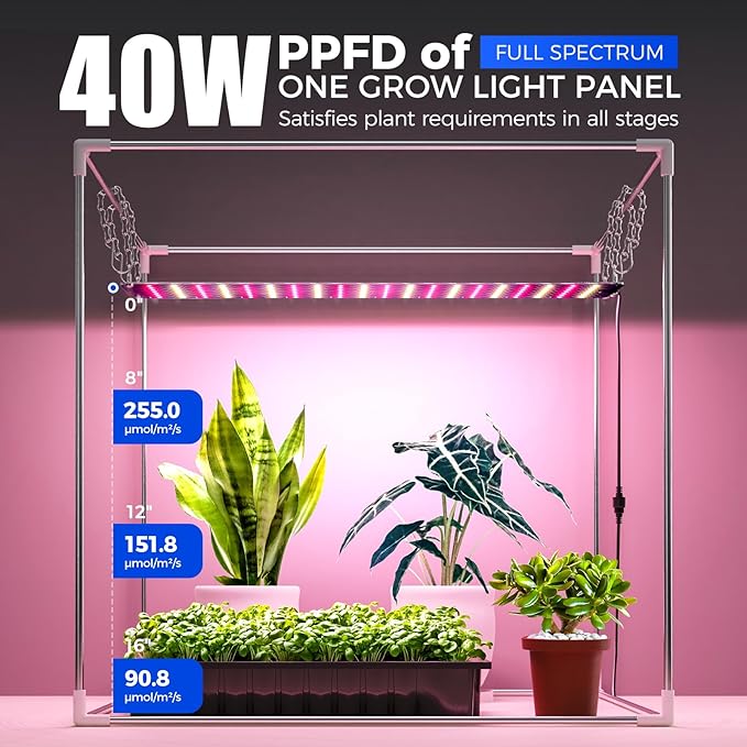Barrina Indoor Greenhouse with Grow Light, with 40W Seed Starting LED Indoor Plant Light, Portable Mini Greenhouse with Timer for Seed Starter Tray, Seedling, Sprouting, Microgreens, 23x23x23IN - Image 8