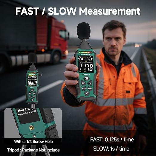 Power Supply Available Decibel Meter, Gedaye Sound Level Meter, A/C Weighted SPL Meter, Noise Measure Device 30-130dB, Noise Detector Sound Monitor Decibel Reader Classroom Factory Noisy Neighbor - Image 6