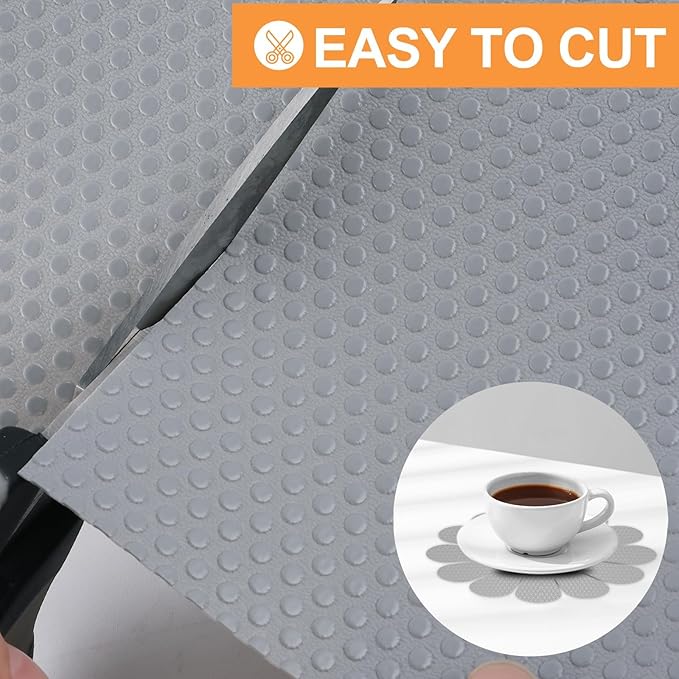 FLPMIX Kitchen Cabinet Shelf Liner: Waterproof Drawer Liner 12"x 120" - Easy to Cut Non-Adhesive Cupboard Mat for Kitchen Bathroom Pantry Shelves Light Gray - Image 5