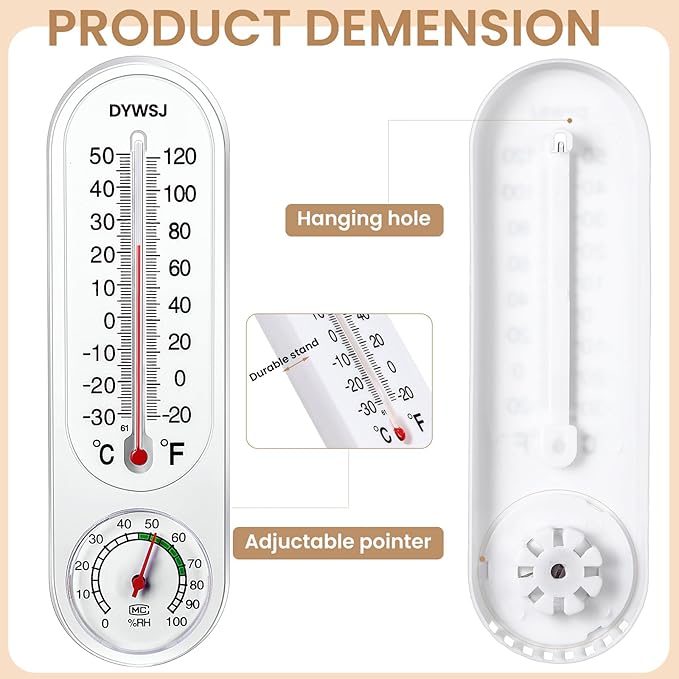 15 Pcs Indoor Outdoor Thermometer Hygrometer with Humidity Reading Thermometer Meter Temperature Humidity Gauge Meter with Celsius Fahrenheit for Patio Garden Monitor - Image 2