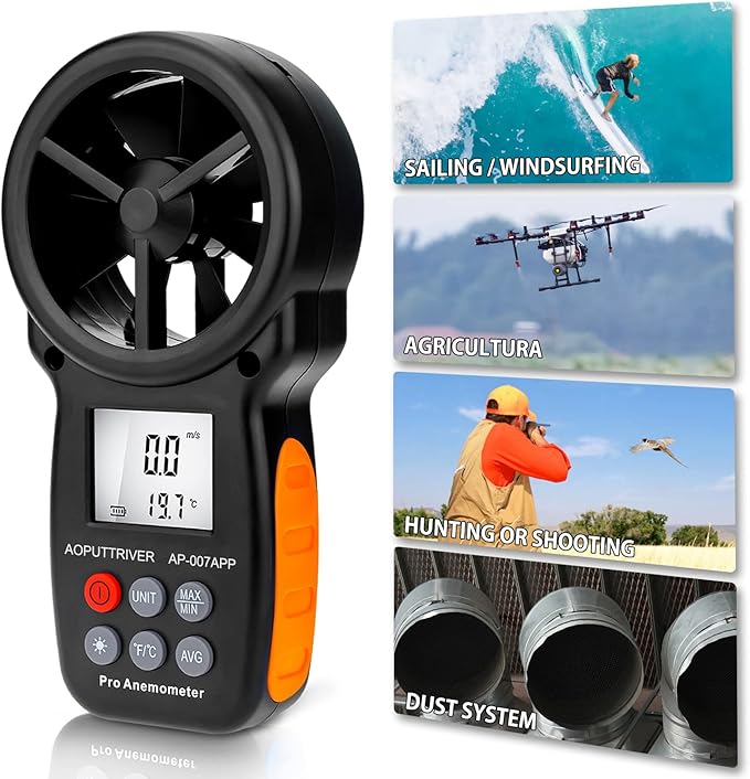 Bluetooth Anemometer,CFM Air Flow Velocity Tester, Digital Wind Speed Gauge Meter with 14℉-113℉ Wind Temperature Measuring and USB Data Export - Image 7