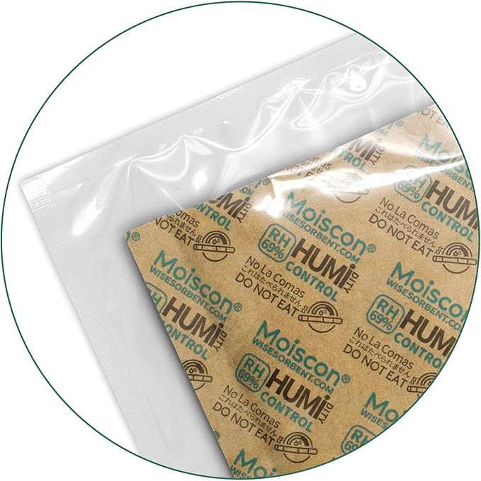 60 Gram 5 Pack 69% Two-Way Humidity Control Packs, Size 60 for Plastic Travel Case & Zip Lock Bags & Wood Containers, 69 Humidity Pack Humidifier Moisture Control Packets Individually Wrapped - Image 9