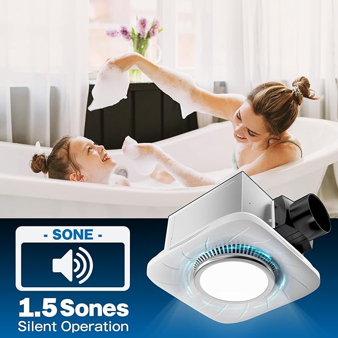 Hon&Guan Bathroom Exhaust Fan with Light, 111 CFM Ventilation Fan wih 900 LM LED Light for Home, 45 Watts & 1.5 Sones - Image 4