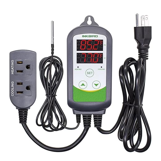 Inkbird ITC-308 Digital Temperature Controller Outlet Thermostat 2-Stage 1100W with Sensor Reptile Beer Brewing Kegs Fridge Cured Meat Breeding Growing by Inkbird