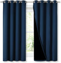 NICETOWN 100% Blackout Curtains with Black Liners, Thermal Insulated Full Blackout 2-Layer Lined Drapes, Energy Efficiency Window Draperies for Bedroom (Moroccan Blue, 2 Panels, 52" W by 63" L) by NICETOWN