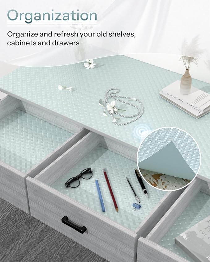 Shelf and Drawer Liner for Kitchen Cabinet, Non-Adhesive 24in x 360in Waterproof Contact Paper Refrigerator Liners Thickened Durable EVA Material Non Slip Mat for Dresser Cupboard Pantry Protector - Image 5