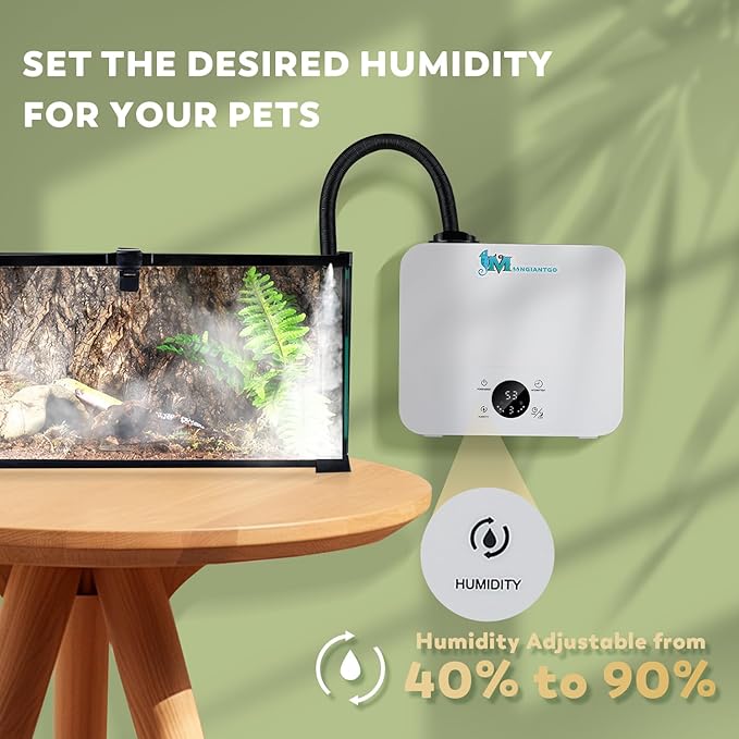 Moongiantgo Reptile Humidifier with Humidity Control, 3 Gears Adjustable Fog, Timing Function, Reptile Terrarium Fogger with 2.5L Tank and Extended Hose for Reptiles Lizard Gecko Snake Plants - Image 4