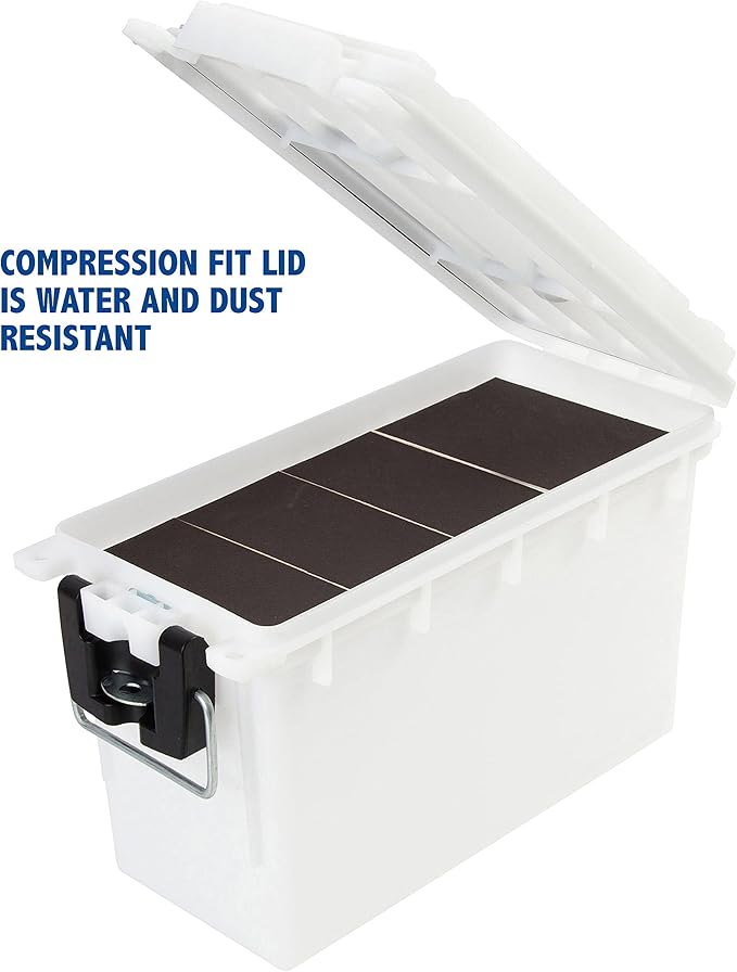 Sheffield 12634 Field Box, Pistol, Rifle, or Shotgun Ammo Storage Box, Tamper-Proof Locking Ammo Can, Water Resistant, Made in The U.S.A, Stackable, White - Image 4
