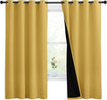 NICETOWN 100% Blackout Curtains with Black Liners, Thermal Insulated Full Blackout 2-Layer Lined Drapes, Energy Efficiency Window Draperies for Bedroom (Bright Yellow, 2 Panels, 55" W by 68" L) by NICETOWN