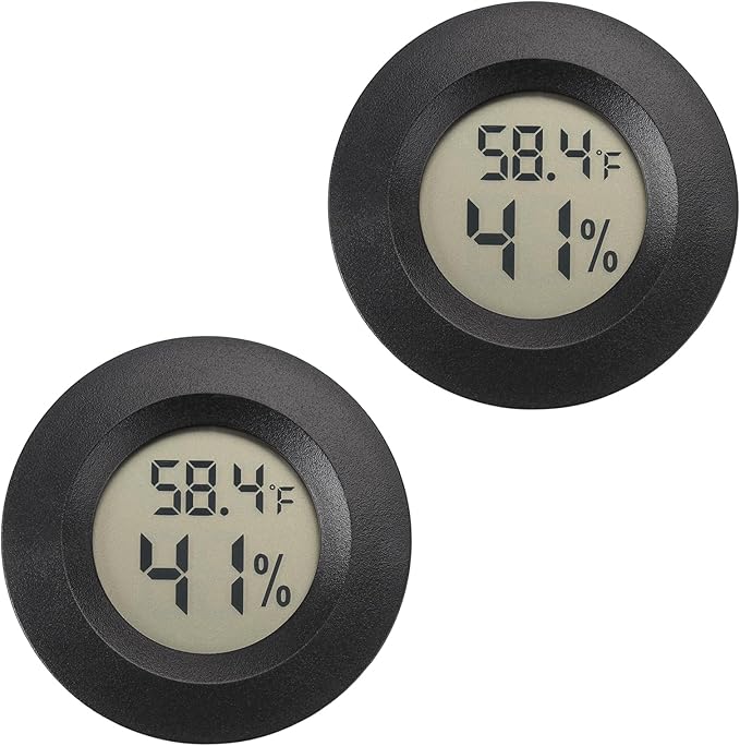 Mini Hygrometer Thermometer Digital Humidity Meter Indoor/Outdoor Humidity Monitor Reptile Thermometer for Greenhouse Garden Cellar Fahrenheit(℉)/ Celsius(℃) 2 Pack by SerundoAuto