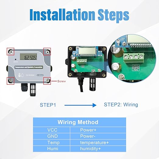 Tzone 4-20mA Temperature Humidity Transmitter,Digital Analog Temperature Transmitter Industrial Temp Humidity Sensor Collector Wall Mounted, Temp Probe Monitor for Greenhouse Environment Test Grow - Image 4