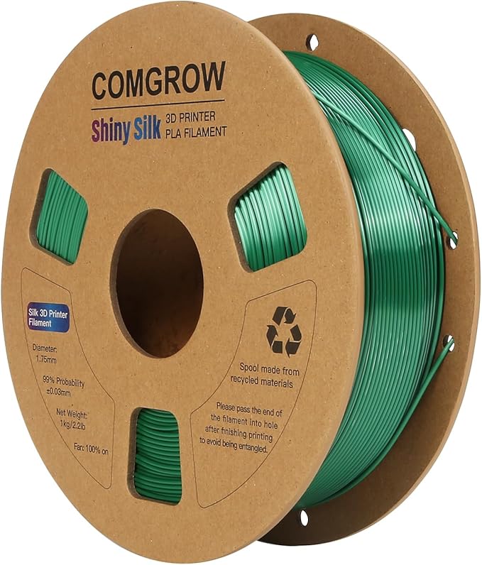 Comgrow Silk PLA 3D Printer Filament, Dual Color 2 in 1 Black and Green, 3D Printing PLA Filament 1.75mm, Dimensional Accuracy +/- 0.02 mm, 1KG Spool, Coextrusion Shiny Silk 3D Filament - Image 6