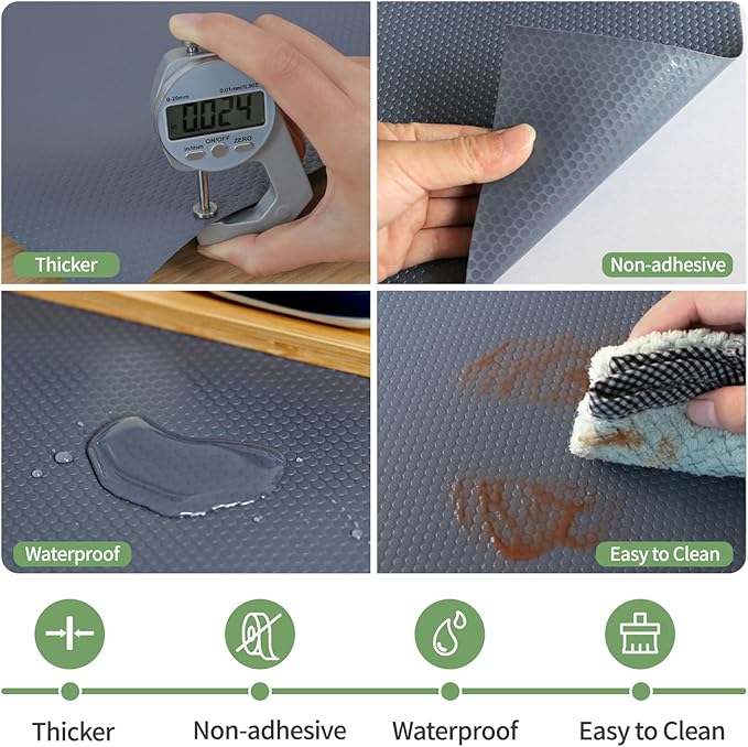 Shelf Liners 20 inch x 20 ft Shelf Liners for Kitchen cabinets nonstick Shelf Lining Drawer Mats EVA Protector for Cupboard (Gray,20 inch x 20 ft) - Image 2