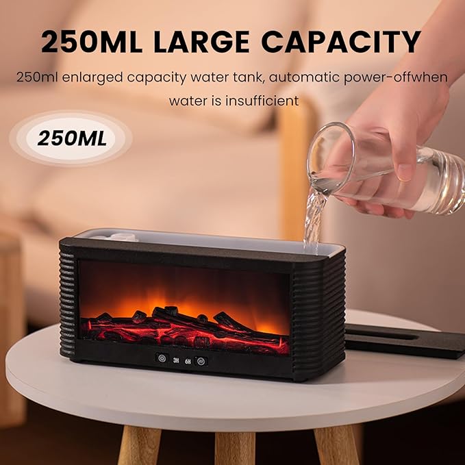 Flame Fireplace Aroma Essential Oil Diffuser, 250ml Ultrasonic Aromatherapy Humidifier with 9 Color LED Lights & Timer, Fireplace-Style Cool Mist Air Diffuser for Home Bedroom Office Yoga - Image 6